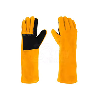 2025 meilleure qualité gants de soudage de protection contre les chocs peau de vache cuir fendu Patch paume gants de soudage pour la sécurité - Product Image 1