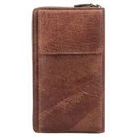 Portefeuille de voyage vintage en cuir véritable avec fermeture éclair, poche à monnaie, passant de ceinture et blocage RFID, pochette élégante faite à la main