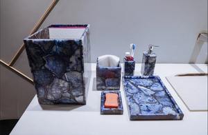 Luxury <b>White</b> Marble 4 Piece <b>Bathroom</b> <b>Accessory</b> <b>Set</b> Poly Resin by Tayyab Handicraft - Product Image 2