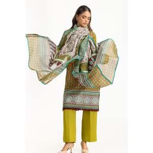 ชุดสูทผ้าชีฟองสีเขียวสไตล์โบฮีเมียนสำหรับผู้หญิง 3 ชิ้น ลายพิมพ์สำหรับฤดูใบไม้ผลิ/ฤดูร้อน ชุดเซ็ตเสื้อและกางเกงขาสั้น 2 ชิ้นเหนือเข่า พร้อมเสื้อท่อนบนแบบเป็นทางการ - Product Image 2