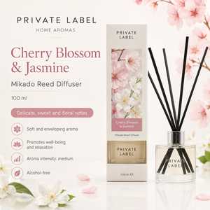Difusor de Aromas Botánicos de Flor de Cerezo y Jazmín de Marca Privada 100ml OEM |   Aromatizante para el Hogar Mikado Sin Alcohol |   España UE - Product Image 2