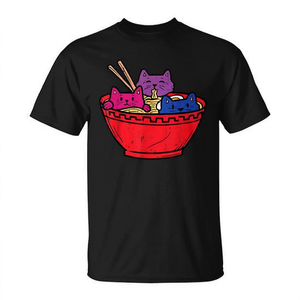 T-shirt Cats In Ramen per adulti, unisex, a maniche corte, girocollo, con stampa digitale, per attività promozionali - Product Image 3