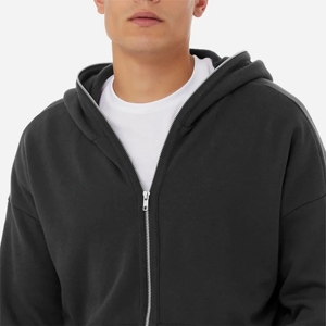 Vente en gros en vrac Sweats à capuche Grande taille pour hommes Fabricants de vêtements noirs unis intégraux Sweat à capuche avec fermeture éclair complète pour hommes - Product Image 6
