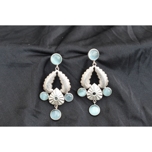 new design traditional handmade silver look alike brass stone <b>stud</b> hoop beads earing for <b>girls</b> and women - Product Image 2