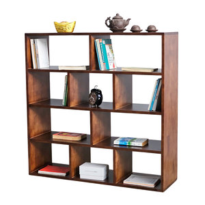 Rubberwood KS68202 4-Tier <b>Bookshelf</b> 100x30x100cm Minimalist Design Space Saving Living Room & <b>Staircase</b> Furniture for Dining - Product Image 1