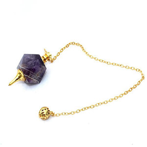 Hexágono de amatista Producto de Reiki de energía positiva de piedras preciosas de péndulo de la India - Product Image 1