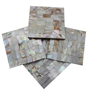 Mármol blanco hecho a mano con piedra de mopa real Venta caliente Posavasos de nácar personalizado de madera con color natural - Product Image 5