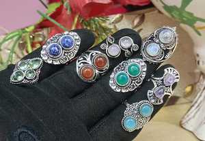 Top qualité solide 925 argent Sterling plaqué multi pierres précieuses poire lunette réglage Baho fait à la main en gros en vrac Lot fabrique - Product Image 3