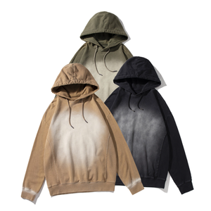 Éponge Polaire Pierre Décontracté Surdimensionné Vintage Lavage À L'acide Déchiré Personnalisé Washed Hoodies - Product Image 1