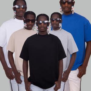 Venta al por mayor primavera nueva llegada 350gsm prenda teñida sólido de punto Formal de gran tamaño de manga corta de los hombres camiseta Ringspun algodón - Product Image 2