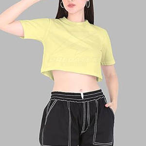 Streetwear décontracté mode haut court pour les femmes de la salle de sport été à manches courtes respirant tissu doux haut court - Product Image 6