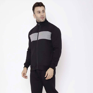 Veste de survêtement décontractée noire et grise personnalisée, fermeture éclair intégrale, design de panneau frontal, vêtements de sport athlétiques pour hommes, vêtements d'extérieur - Product Image 4