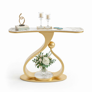 Table console de luxe contemporaine 120x30x85cm, meuble de salon avec plateau en céramique et pieds en fer pour entrée, villa, hôtel - CST071 - Product Image 1