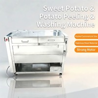 Automatische multifunctionele aardappel-, wortel- en gemberwas- en schilmachine voor groenten & fruit