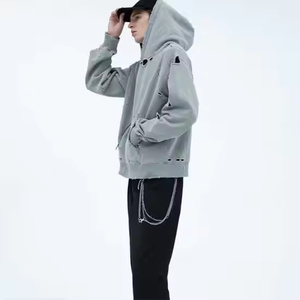 Streetwear lourd avec tissu polaire d'impression en relief Sweat à capuche Boxy de haute qualité du Pakistan Design en détresse pur coton - Product Image 4