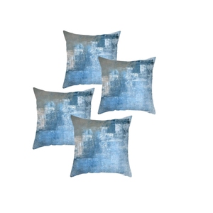 Lot de 4 housses de coussin effet velours doux 45x45 cm bleu gris style abstrait moderne taies d'oreiller décoratives - Product Image 1