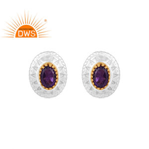 ต่างหูเงินแท้ประดับพลอยอเมทิสต์ธรรมชาติ ดีไซน์ทำมือ งานฝีมือประณีต สำหรับผู้หญิง ของขวัญสำหรับเธอ - Product Image 2