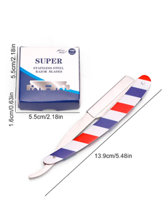 Accessoires de salon de coiffure rasage barbe rasoir de sécurité lames remplaçables couteau de rasoir pliant coupe-barbe rasoir pour hommes BY ANAAIF - Product Image 5