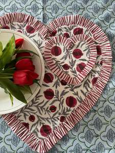 Tendance 2024 Sangria Rouge & Cerise Rose 100% Coton Inde Bloc Imprimé Sous-verres En Tissu 7 "pour Tasses À Café Tables Basses Décor - Product Image 5