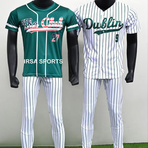 Ensemble de maillot de baseball et de pantalon à col en V imprimé par sublimation respirant de haute qualité - Unisexe 100% polyester 120g - Product Image 1