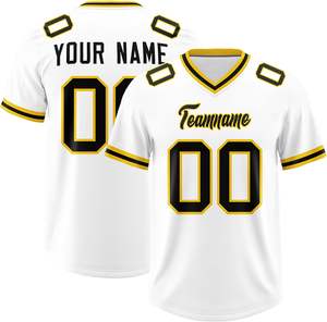 Camisetas de fútbol americano OEM manga rayas malla de secado rápido poliéster equipo personalizado Logo nombre números Impresión de transferencia de calor - Product Image 5