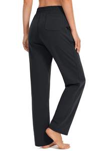 Pantalons décontractés pour femmes, taille haute, coupe régulière, extensibles, en coton et élasthanne, froissés, streetwear d'été, jambes droites, vêtements de sport - Product Image 4