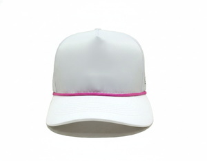 Casquette de baseball personnalisée en polyester blanc avec ligne rose découpée au laser et ventilation – Fabricant professionnel de haute qualité, faible MOQ - Product Image 1