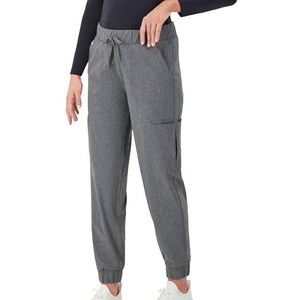 Coupe régulière 60% coton 40% polyester jambe droite survêtement vêtements pour femmes pantalon pantalon couleur grise tenue décontracté taille élastique - Product Image 2