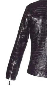 Men's Black for Crocodile Embossed <b>Real</b> <b>Leather</b> <b>Jacket</b> Sheep <b>Leather</b> <b>Jackets</b> - Product Image 5