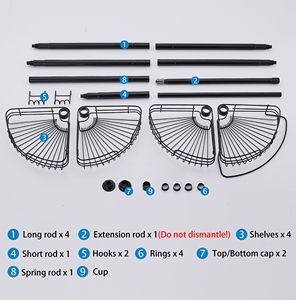 Đen tắm <span class=keywords><strong>Caddy</strong></span> căng thẳng cực góc phòng tắm Kệ bồn tắm dầu gội lưu trữ 4 tầng có thể điều chỉnh Kệ phòng tắm - Product Image 6