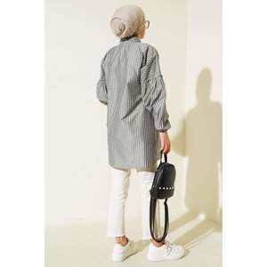 Chemise Cheville Élastique Rayée Noir - Product Image 2