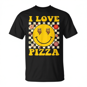 T-shirt I Love Pizza au design rétro et original, unisexe, col rond, manches courtes, impression sérigraphique - Product Image 2