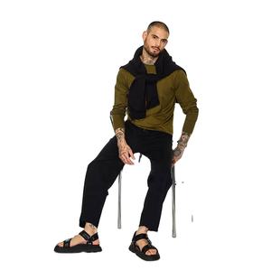 T-shirts en coton à manches longues vierges pour hommes prix d'usine en gros Logo personnalisé vêtements pour hommes col rond tissu doux t-shirt - Product Image 4