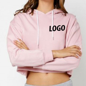 Sudadera con capucha de gran tamaño de algodón con logotipo personalizado para mujer, ropa de calle informal, Top corto teñido liso para la temporada de otoño - Product Image 2