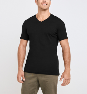 Camiseta directa de fábrica para hombre 100% algodón con cuello en V diseño logotipo personalizado manga corta opción multicolor 180 GSM semiajustada - Product Image 6