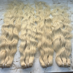 Prix usine Extensions de cheveux de vague naturelle Double trame Blonde Ondulés Paquets de cheveux humains Vente chaude Simple dessiné en gros - Product Image 4