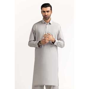 Costume gris respirant en coton pour affaires/mariage SK-S23-032 Grande taille XL, pantalon de style à simple boutonnage avec fermeture boutonnée - Product Image 2