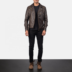 Chaqueta de Motociclista para Hombre CLASSIC INVENTORS, de Cuero Genuino, Impermeable, Transpirable, Cortavientos, para Invierno, Estilo Urbano, Cuello Alto, Cierre de Cremallera, Color Negro - Product Image 1