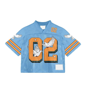 Magliette in <span class=keywords><strong>maglia</strong></span> <span class=keywords><strong>da</strong></span> football americano con logo ricamato sublimato e personalizzato in <span class=keywords><strong>maglia</strong></span> squadrata di poliestere streetwear top in <span class=keywords><strong>maglia</strong></span> <span class=keywords><strong>da</strong></span> <span class=keywords><strong>calcio</strong></span>