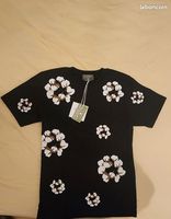T-shirt Homme Oversize en Denim Déchiré 100% Coton de Haute Qualité, Noir, Impression Gonflée, Marque Designer, Coupe Ample, Vente en Gros