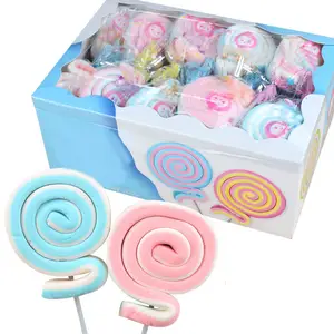Factory Custom Made Swirl Marshmallow Lollipop Stick Cotton Candy Floss Spun Sugar