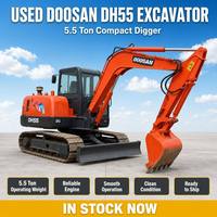 Excavatrice sur chenilles Doosan DH55 V, mini-excavatrice hydraulique de 5,5 tonnes, moteur Isuzu 4JB1, excavatrice de construction coréenne d'occasion