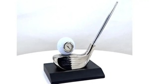 Most Selling Metal Golf Theme <b>Pen</b> Stand with Clock Elegant Desk <b>Organizer</b> for Office Decor Available at Affordable Price - Product Image 2
