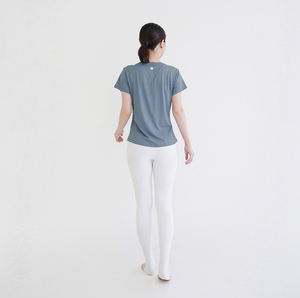 Chemises de yoga simples à manches courtes Mukasa Blue Yoga Wear pour femme - Product Image 4