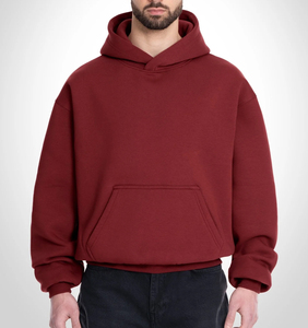 Sweat-shirt classique surdimensionné unisexe à épaules tombantes, poche kangourou, capuche double couche, poids lourd, mélange coton-polyester 400 GSM - Product Image 1
