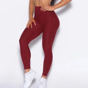 Logotipo personalizado sólido negro cereza cintura elástica Scrunch trasero bolsillos laterales cuatro vías estiramiento cintura alta ropa activa mallas gimnasio - Product Image 1