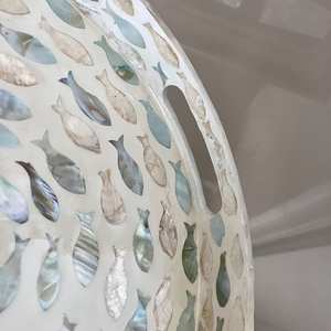 Bandeja con incrustaciones de hueso y resina hecha a mano Bandeja decorativa elegante para servir postres, té, aperitivos, comedor, café y decoración del hogar - Product Image 5