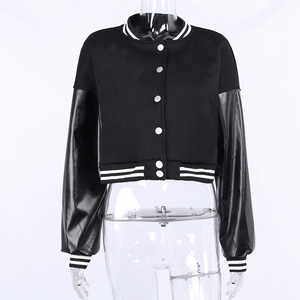 Oem Custom Blank Cropped Varsity <b>Jackets</b> for Women's Customized Varsity Crop <b>Jackets</b> for Your Brand - Product Image 3