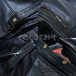 Chaqueta de Motociclista de Cuero Acolchada de Alta Calidad al por Mayor con Cuello Alto y Bolsillos con Cremallera - Product Image 5