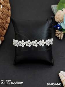 Pulseras de diseño elegante pulido de rodio blanco de joyería americana - Product Image 2